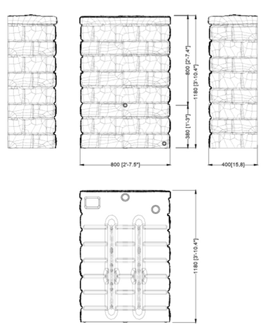 Garantia Rocky Junior 300 Litre Dark Granite Wall Tank