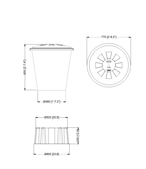 Round 210 litre Water Butt Kit
