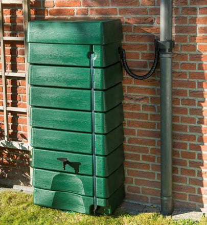 276 Litre Green Wall Tank with Rain Trap Downpipe Connector