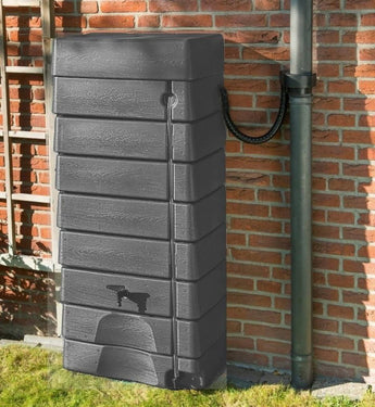 276 Litre Grey Wall Tank with Rain Trap Downpipe Connector