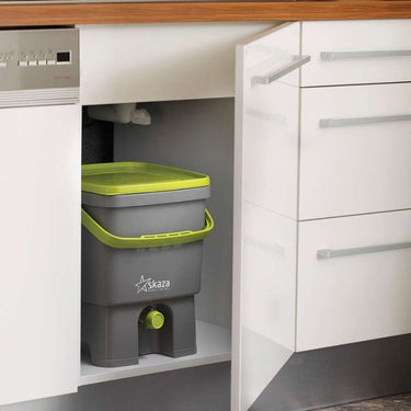 Organko 1 Grey & Green Bokashi Bin Twin Pack in situ
