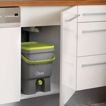 Organko 1 Grey & Green Bokashi Bin Twin Pack in situ