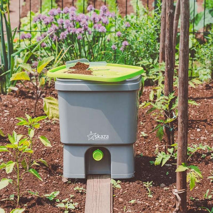 Organko 1 Grey & Green Bokashi Bin Twin Pack in situ