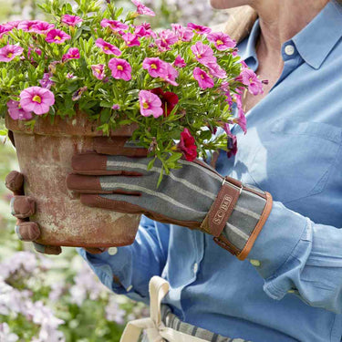 Grey Ticking Gardening Gloves