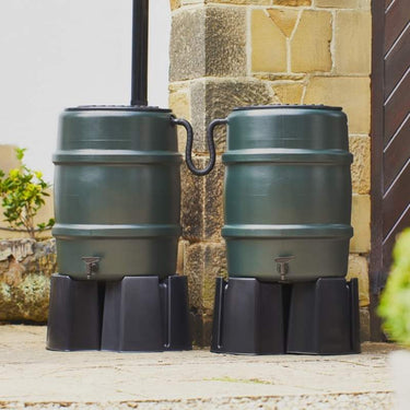 Harcostar 114 Litre Green Water Butt Double Kit in situ