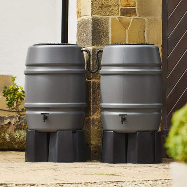 Harcostar 168 Litre Grey Water Butt Double Kit in situ