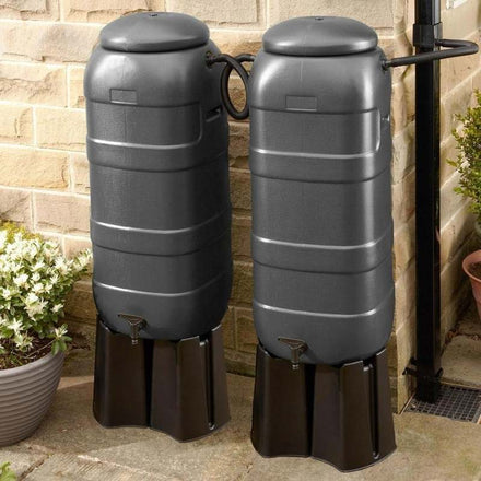 Mini Rainsaver 100 Litre Grey Water Butt Double Kit in situ
