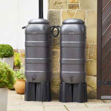 Mini Rainsaver 100 Litre Grey Water Butt Double Kit in situ
