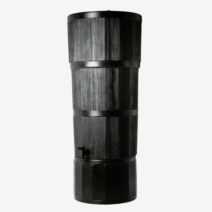 Polybutt 150 Litre Black Wood Grain Water Butt Kit