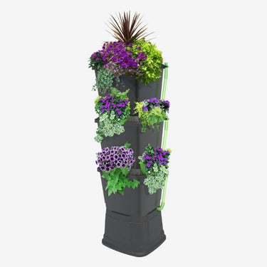 Black & Dark Green Rainwater Terrace 3 Tier water butt