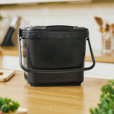 Straight 5 Litre Black Kitchen Caddy in situ