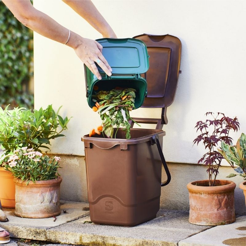 Straight 23L Litre Brown Composting Caddy | Food Waste Composting