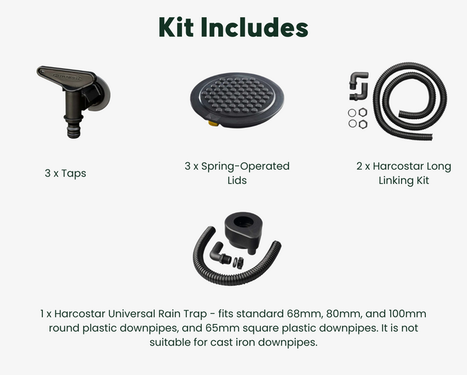 Harcostar 1,050 Litre Magnum Water Butt Triple Kit