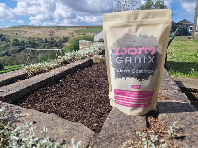 Wormganix 1 litre Peat Free Worm Castings Fertiliser Pouch