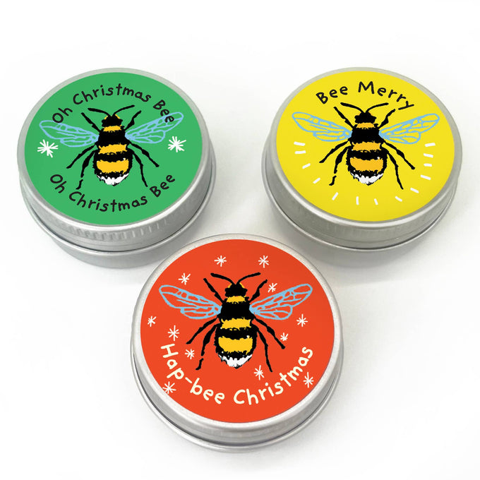 Seedball Green Chiristmas Bees Mini Tin