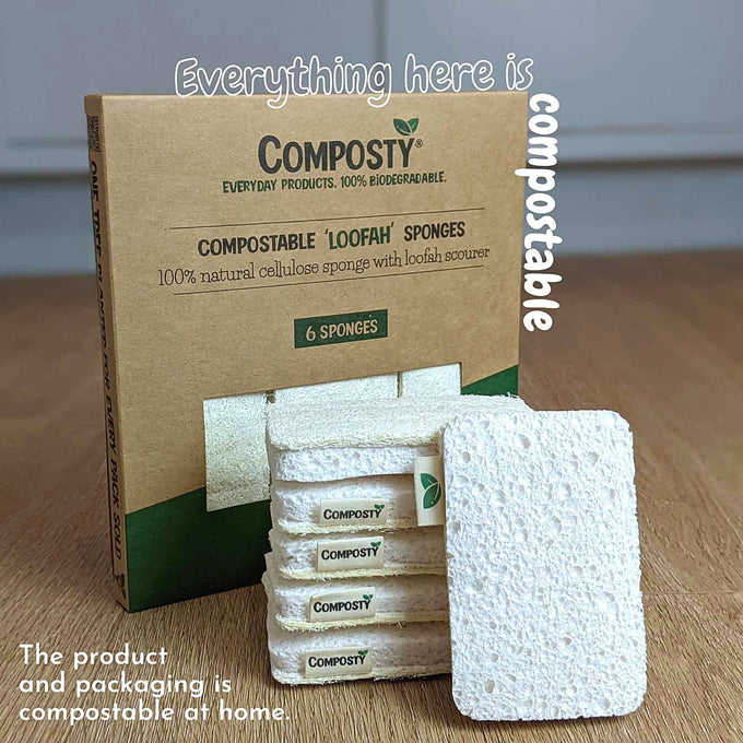Composty Compostable Loofah Scourer Sponges - 6 Pack