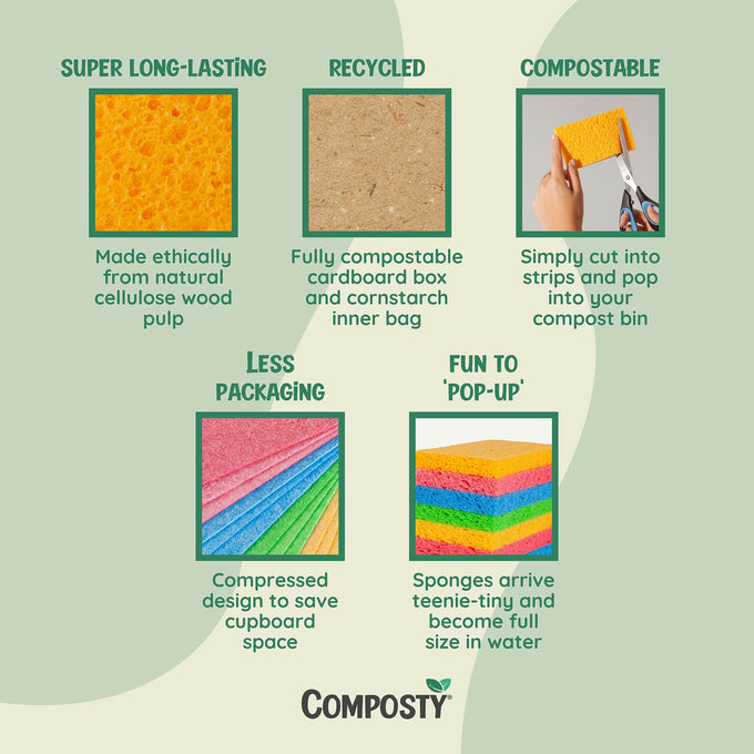Composty Compostable Pop-Up Sponges - 12 Pack