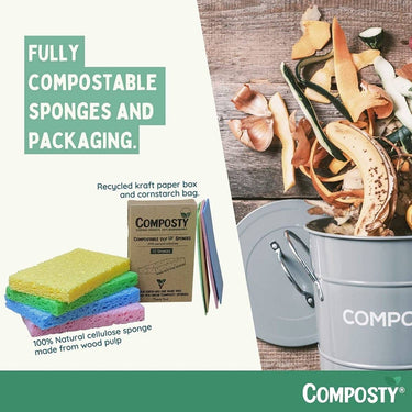 Composty Compostable Jumbo  Pop-Up Sponges - 3 Pack