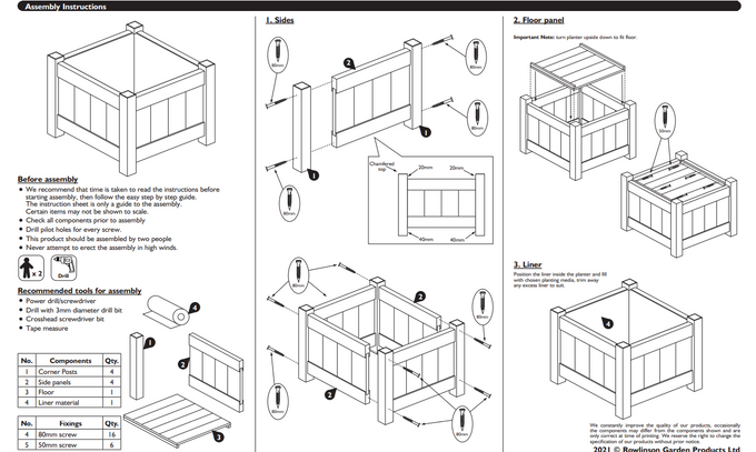 Rowlinson Aston Planter - 2 pack