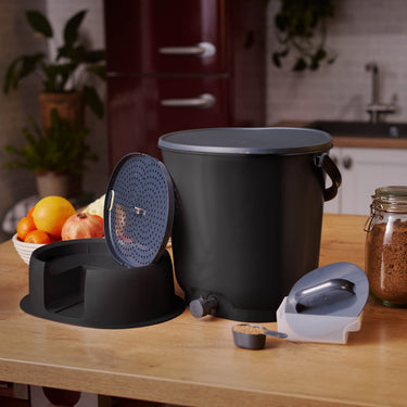 Organko Black Twin Pack Bokashi Bin with 1kg Bokashi