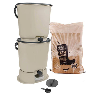 Organko Cream Twin Pack Bokashi Bin with 1kg Bokashi