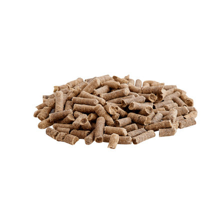 Pellets made from wool on a white background