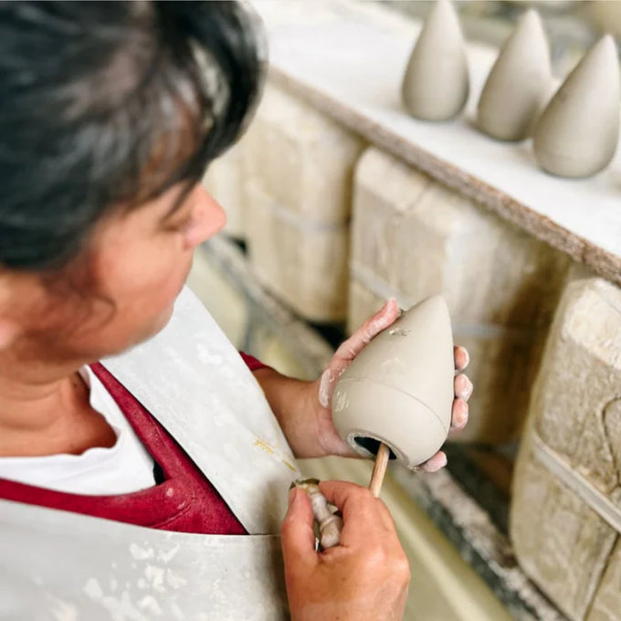 Olla Speckled White Ceramic Plant Waterer