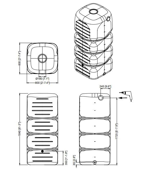 Graf Cubus 1000 Litre Green Garden Tank
