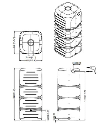 Graf Cubus 1000 Litre Grey Garden Tank