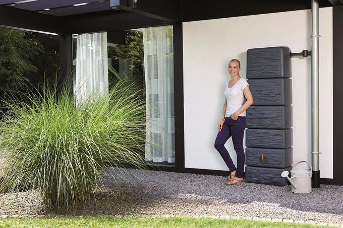 Graf 330 Litre Dark Grey Slim Stone Wall Tank