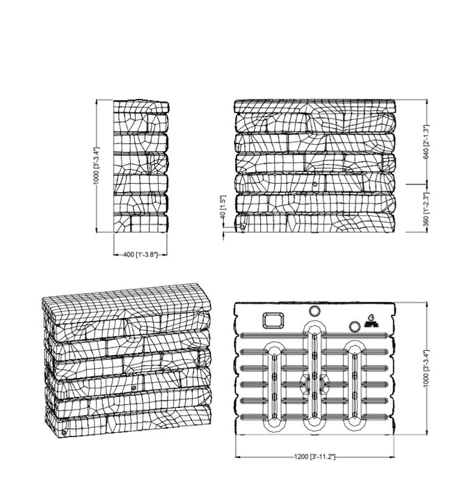 Graf Rocky 400 Litre Dark Granite Wall Tank