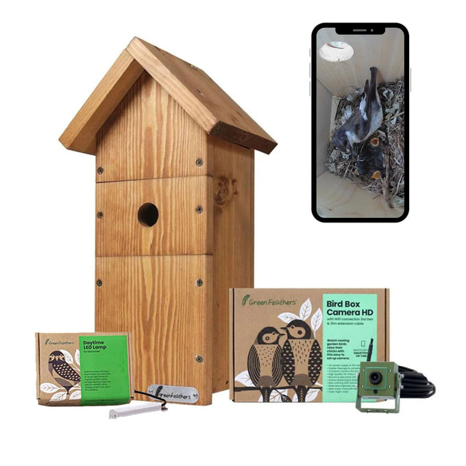 Green Feathers WiFi Bird Box HD Camera Starter Pack