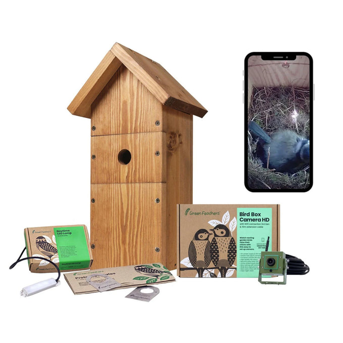 Green Feathers WiFi Bird Box HD Camera Complete Pack