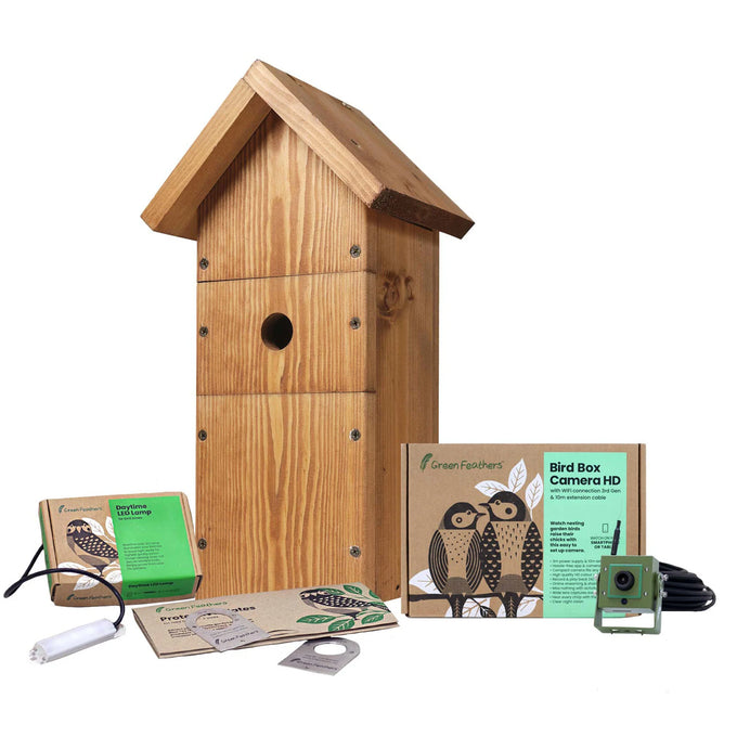 Green Feathers WiFi Bird Box HD Camera Complete Pack