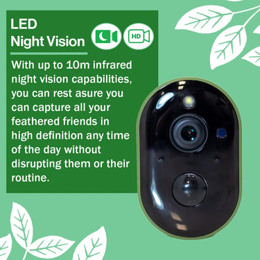 Green Feathers Solar Powered WiFi Camera for Bird Box & Wildlife