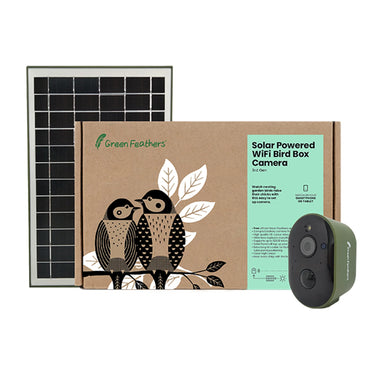Green Feathers Solar Powered WiFi Bird Box HD Camera Starter Pack