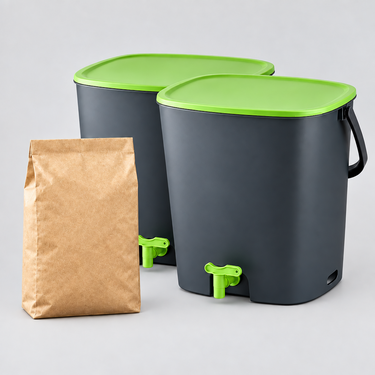 Maze 20L Bokashi Bucket Twin Pack with 1kg Bokashi
