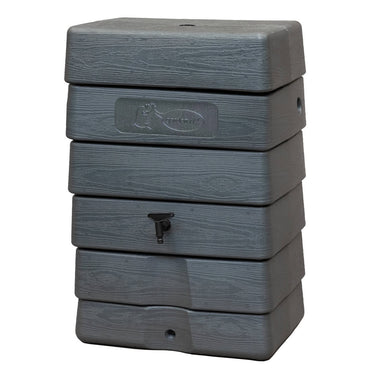 168 Litre Grey Wall Tank with Rain Trap Downpipe Connector