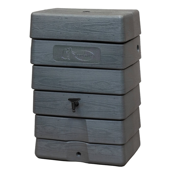 168 Litre Grey Wall Tank with Rain Trap Downpipe Connector