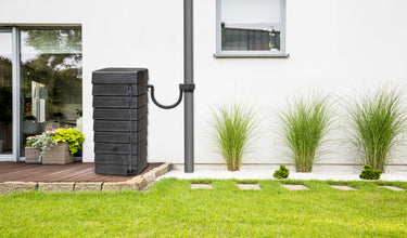 276 Litre Black Wall Tank with Rain Trap Downpipe Connector