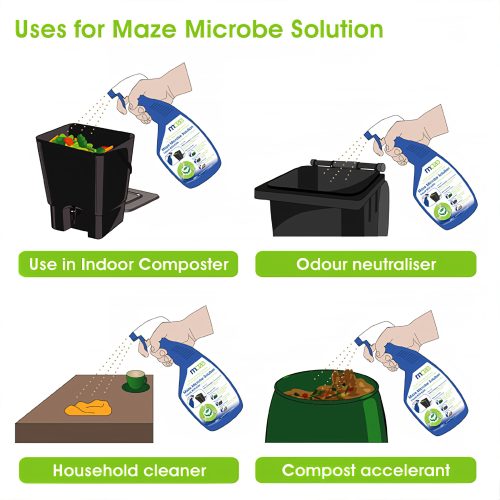 Maze Twin Pack Bokashi Bin with 500ml Bokashi Spray