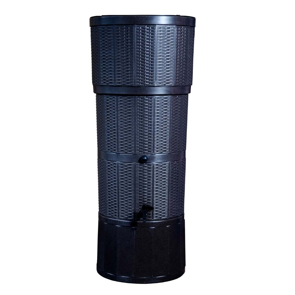 Strata 150 Litre Black Rattan Effect Water Butt Kit