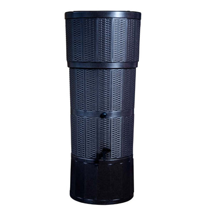 Strata 150 Litre Black Rattan Effect Water Butt Kit