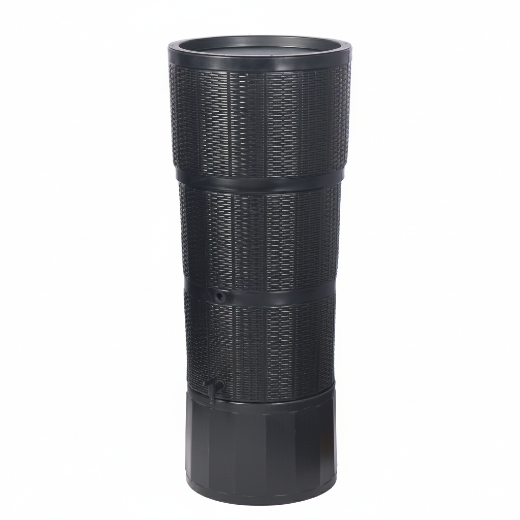 Strata 150 Litre Graphite Rattan Effect Water Butt Kit