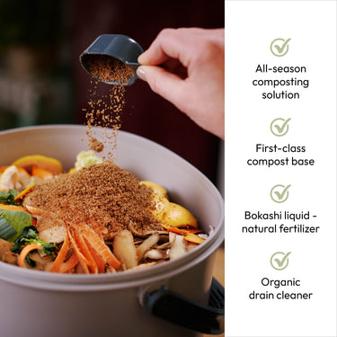 Organko Grey Twin Pack Bokashi Bin with 1kg Bokashi