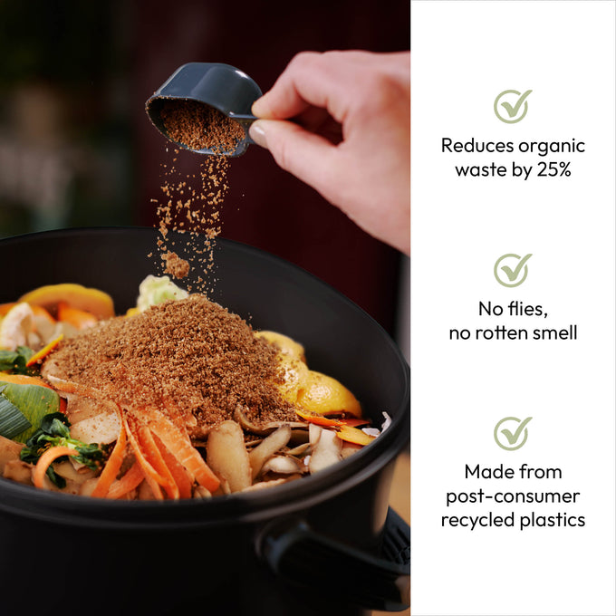 Organko Black Twin Pack Bokashi Bin with 1kg Bokashi