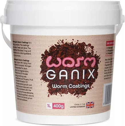 Wormganix 1 litre Peat Free Worm Castings Fertiliser Bucket