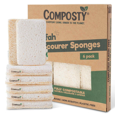 Composty Compostable Loofah Scourer Sponges - 6 Pack