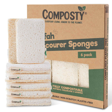 Composty Compostable Loofah Scourer Sponges - 6 Pack