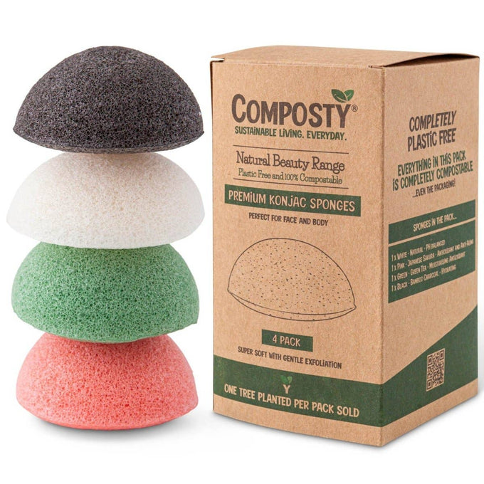 Composty Compostable Konjac Facial Sponges - 4 Pack